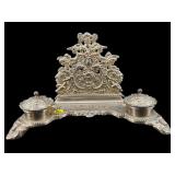 ITALIAN BRASS ROCOCO LOUIS XV STYLE DOUBLE INKWELL