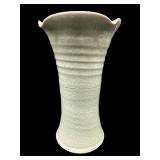 CELADON CRACKLE GLAZE TALL RIBBED VASE