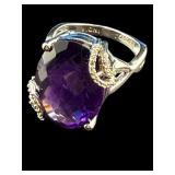DESIGNER COLLEEN LOPEZ STERLING AMETHYST RING;