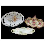 3 PC LOT OF ANTIQUE PORCELAIN BOWL/RELISH DISHES