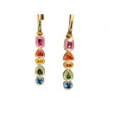 PR OF 14K NATURAL MULTICOLOR SAPPHIRE DANGLE