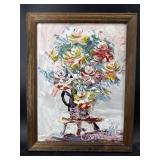 MORRIS KATZ 1994 FLORAL STILL LIFE OIL ON BOARD