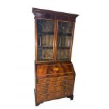 FLAMED MAHOGANY INLAID 2 PC SECRETARY