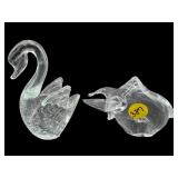 2 PC LOT BUFFALO & SWAN CRYSTAL FIGURINES