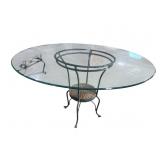IRON BASE ROUND GLASS TOP TABLE