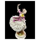 11 IN DRESDEN LACE PORCELAIN BALLERINA FIGURINE