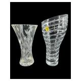 2 PC LOT CUT CRYSTAL FLOWER VASES