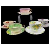 5 PC LOT PORCELAIN TEACUPS AND SAUCERS