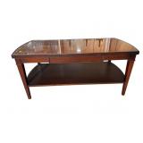 MAHOGANY GLASS TOP COFFEE TABLE