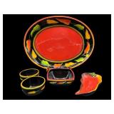 5 PC LOT CLAY ART JALAPENO CERAMIC CHINA