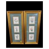 PR OF FLORAL DECORATOR PICTURES IN GOLD FRAMES
