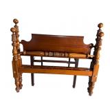 SOLID MAHOGANY CARVED ROPE STYLE BED