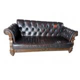 LEATHER BUTTON TUFTED DISTRESSED FINISH SOFA