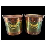 2 BRASS AND COPPER BUCKETS