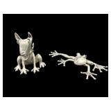 LOT OF 2 SIGNED STEPPER METAL FIGURINES