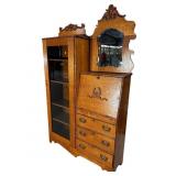 OAK LARGE SIDE BY SIDE BOOKCASE DESK