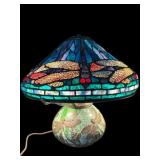DRAGONFLY TIFFANY STYLE LEADED GLASS LAMP
