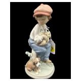 LLADRO MY BEST FRIEND BOY WITH DOG FIGURINE