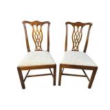 2 SOLID MAHOGANY STRAIGHT LEG CHIPPENDALE CHAIRS