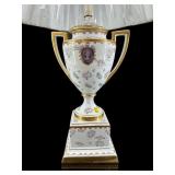 PAINT DECORATED ANTIQUE PORCELAIN LAMP