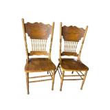 2 PRESSED BACK CARVED SIDE CHAIRS