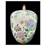 ORIENTAL PORCELAIN FLORAL GINGER JAR WITH LID