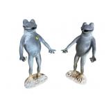 LOT OF 2 CAST ALUMINUM GARDEN FROGS