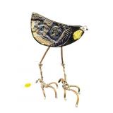 CAROLINE SLEEPER POTTERY AND METAL BIRD FIGURINE