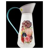 LARGE DECORATIVE FLORAL METAL PITCHER