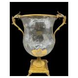 FRENCH BRASS ORMOLU MOUNTED CRYSTAL VASE