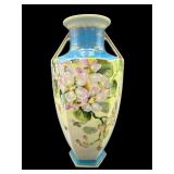 LARGE ANTIQUE NIPPON FLORAL URN VASE