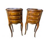2 FRENCH BRONZE ADORNED 3 DRAWER STANDS