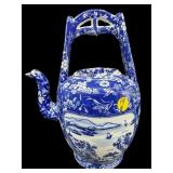 ORIENTAL PORCELAIN BLUE AND WHITE TEAPOT WITH LID