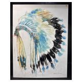 TEXTURED NATIVE AMERICAN HEAD DRESS PRINT ON