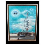 1953 CALIFORNIA SIGNED PAINTING ON CANVAS