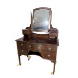 MAHOGANY INLAID VANITY WITH MIRROR