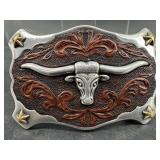LONGHORN BULL SILVERPLATE BELT BUCKLE