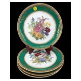 SET OF 4 FLORAL BOUQUET DECORATIVE PLATES