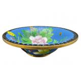SMALL BLUE CLOISONNE FLORAL BOWL