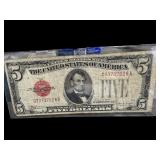 1928E $5 LINCOLN RED SEAL NOTE