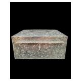 ANTIQUE STERLING SILVER OVER WOOD BOX & KEY