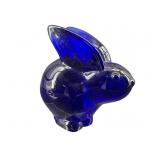 ONEIDA CRYSTAL COBALT BUNNY RABBIT PAPERWEIGHT