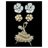 2 PR OF TRIFARI COSTUME JEWELRY EARRINGS/BROOCH