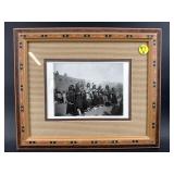 INDIAN TRIBE PHOTOGRAPH IN INLAID WOODEN FRAME
