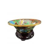 RED CLOISONNE SMALL BOWL ON STAND