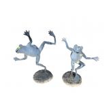 LOT OF 2 CAST ALUMINUM GARDEN FROGS