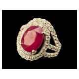 RARE PLATINUM BURMESE RUBY & DIAMOND RING