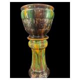 ANTIQUE BRUSH McCOY JARDINIERE & PEDESTAL