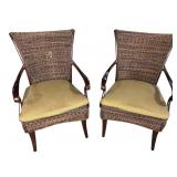 2 SIGNED SC METAL WICKER OUTDOOR CHAIRS