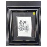 ALLAN HOUSER 'GUARDIAN IN SHADOW' PENCIL DRAWING